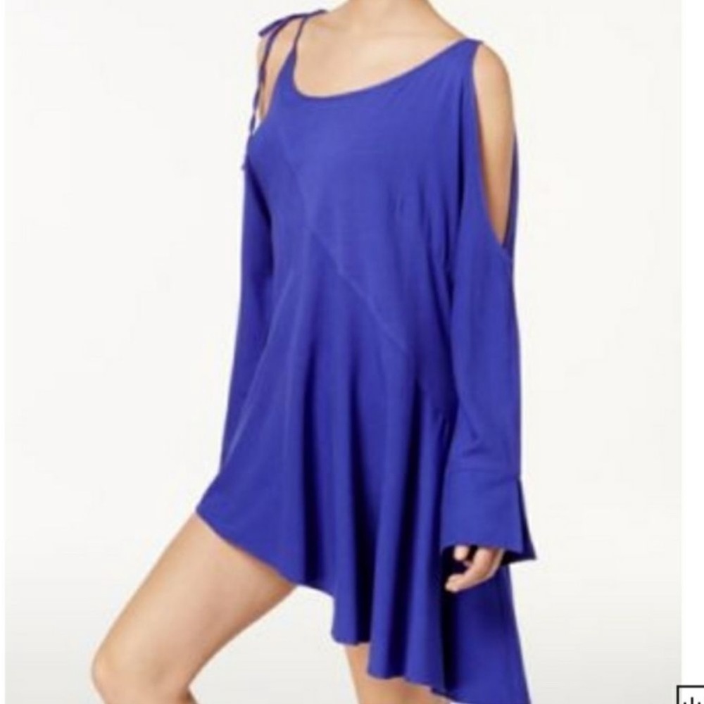 Free People | Clear Skies Purple Cold Shoulder Asymmetrical Tunic Dress S - Picture 5 of 17
